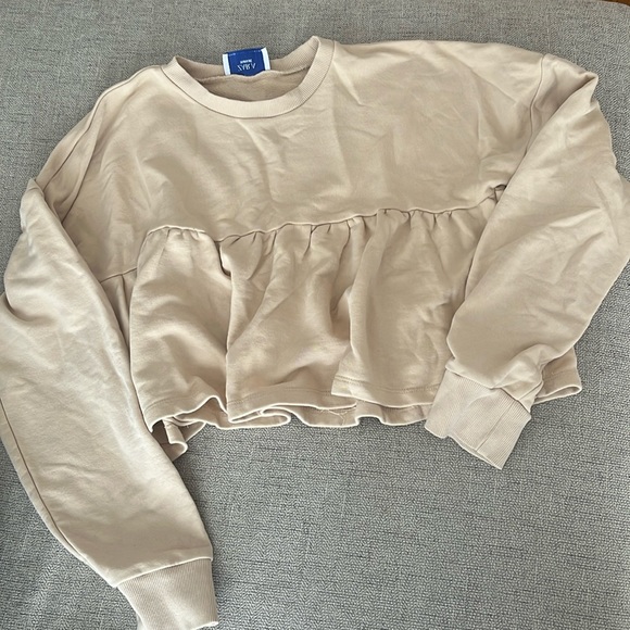 Zara Peplum Sweater Crop / Nude / Beige - Picture 2 of 4